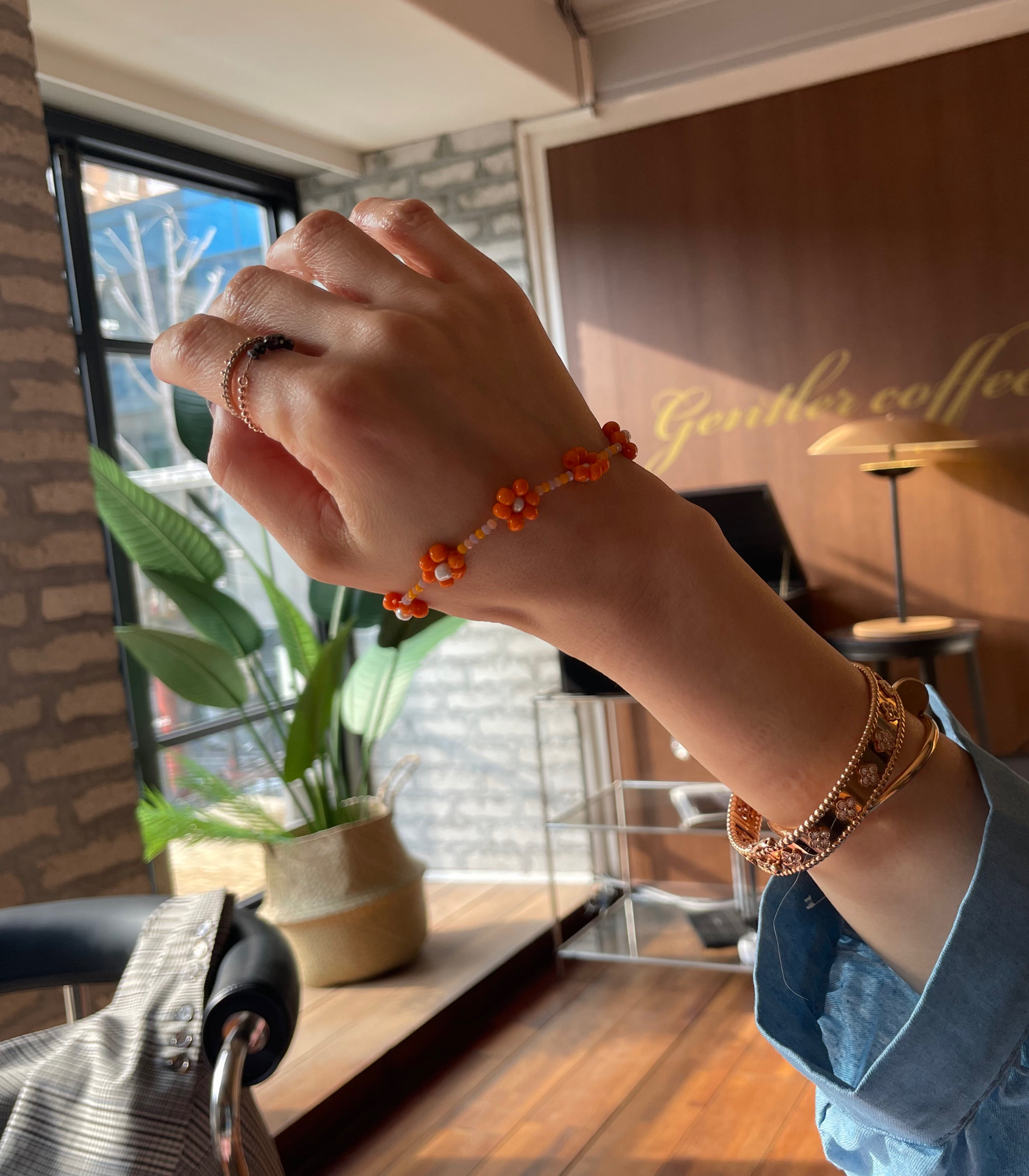 by atto) orange flower bracelet
